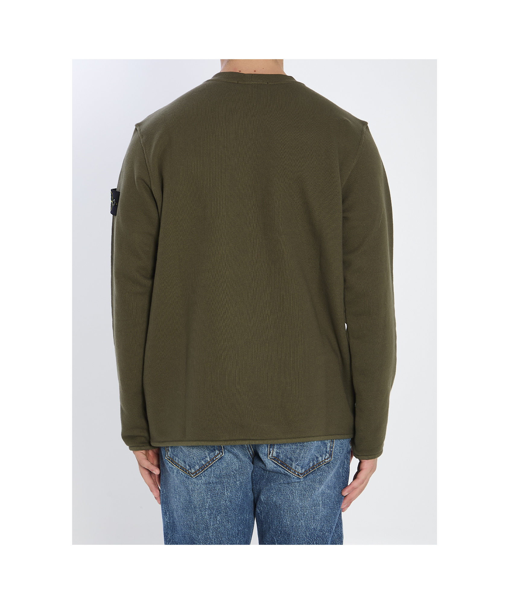 Stone Island Heavy Cotton Crewneck Sweatshirt In Green