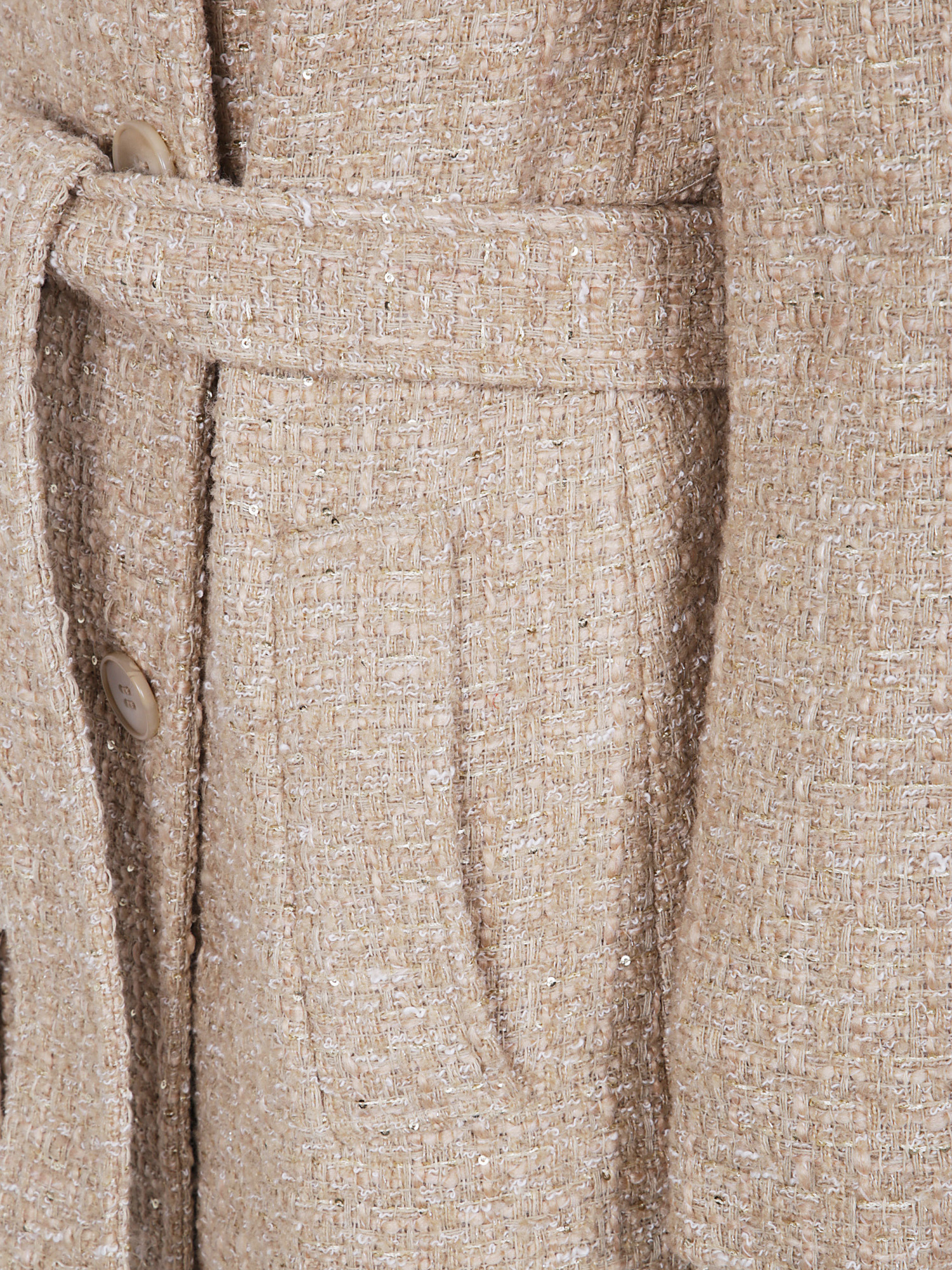Twinset Sequin-embellished Belted Coat In Brown