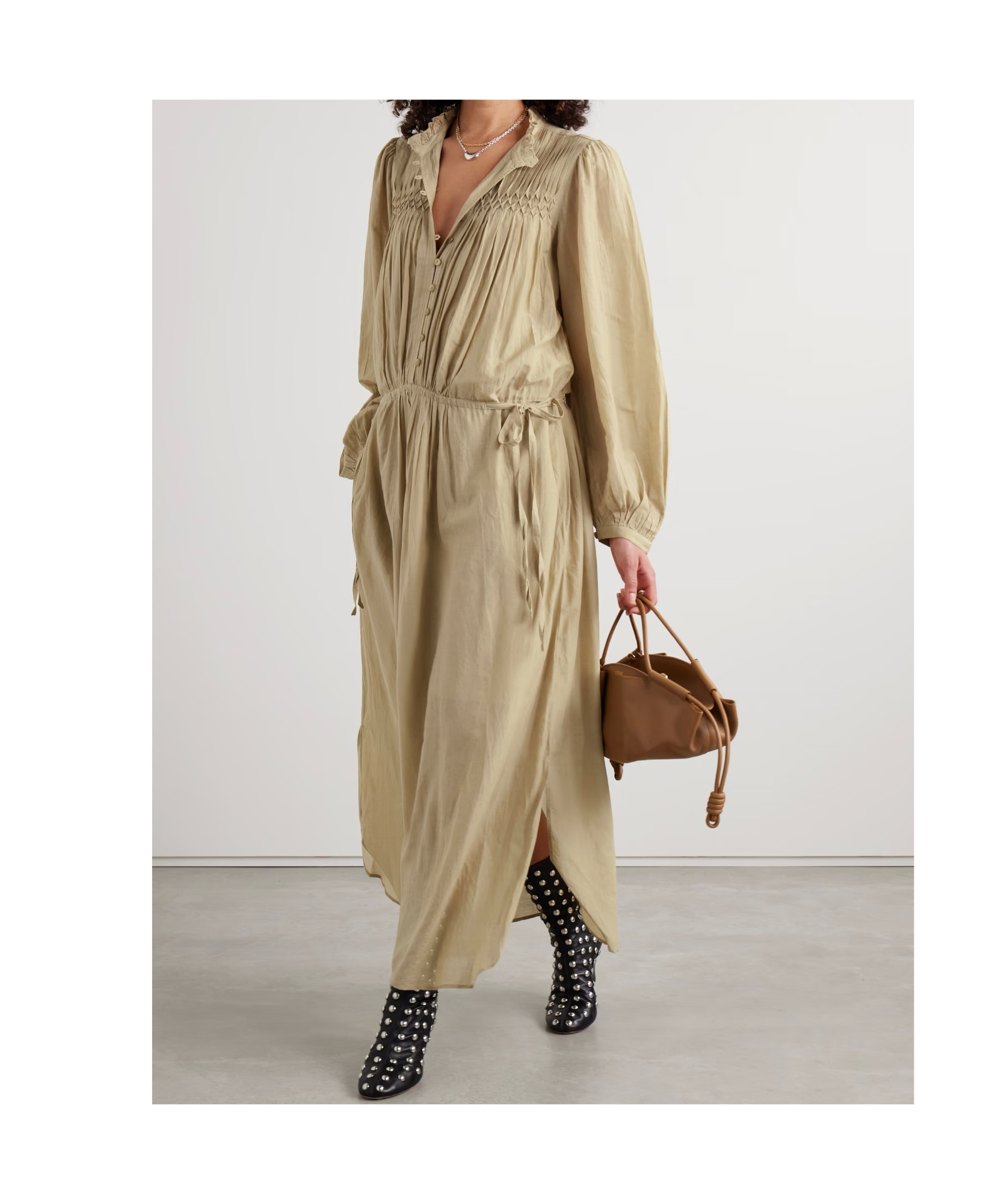 Isabel Marant Étoile Dalida Drawstring Button Dress In Nude