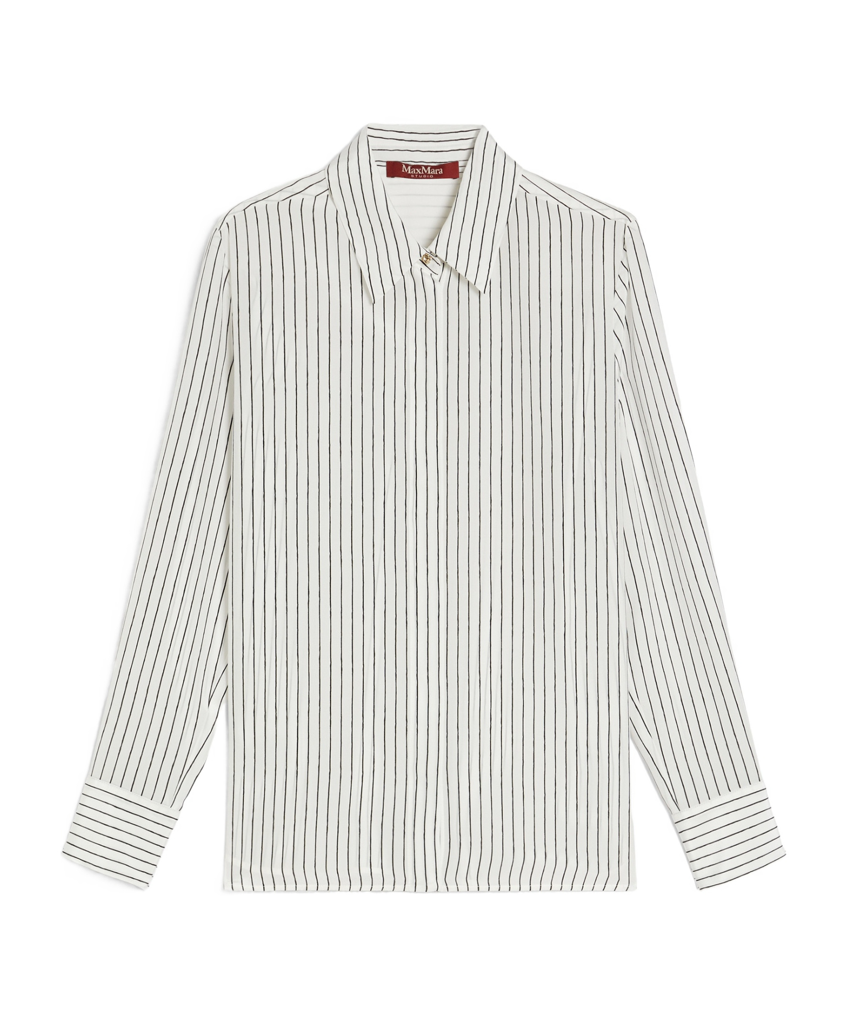 Max Mara Printed Crepe De Chine Shirt In White