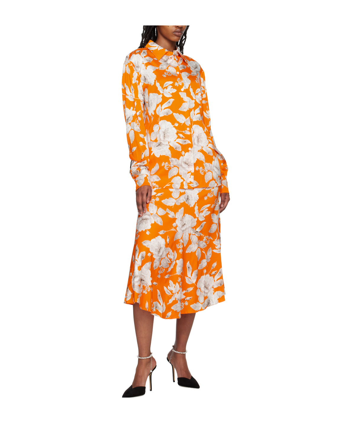 ERDEM FLORAL-PRINT SATIN SKIRT