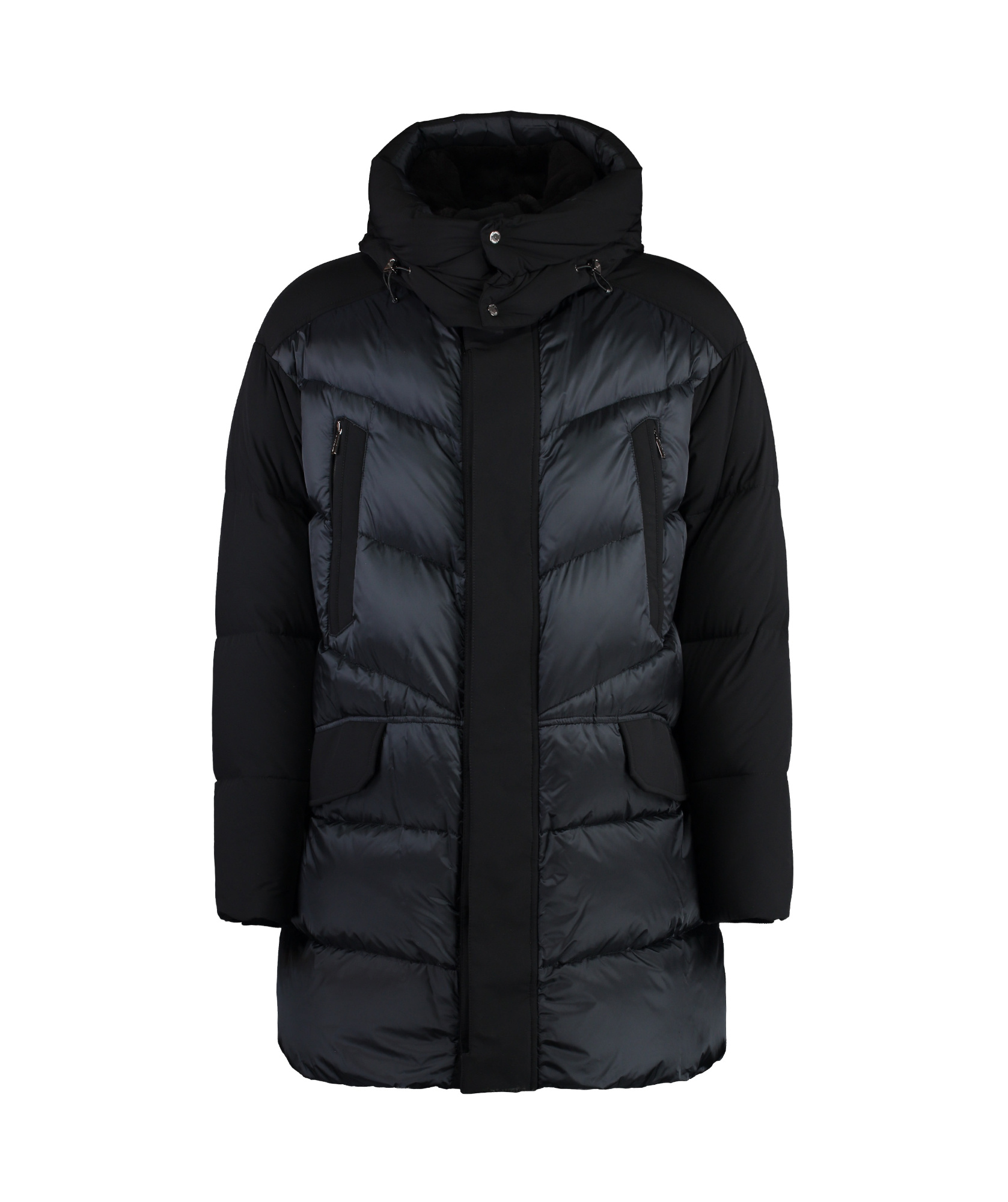 Moorer Albert Hooded Down Jacket In Blue Black