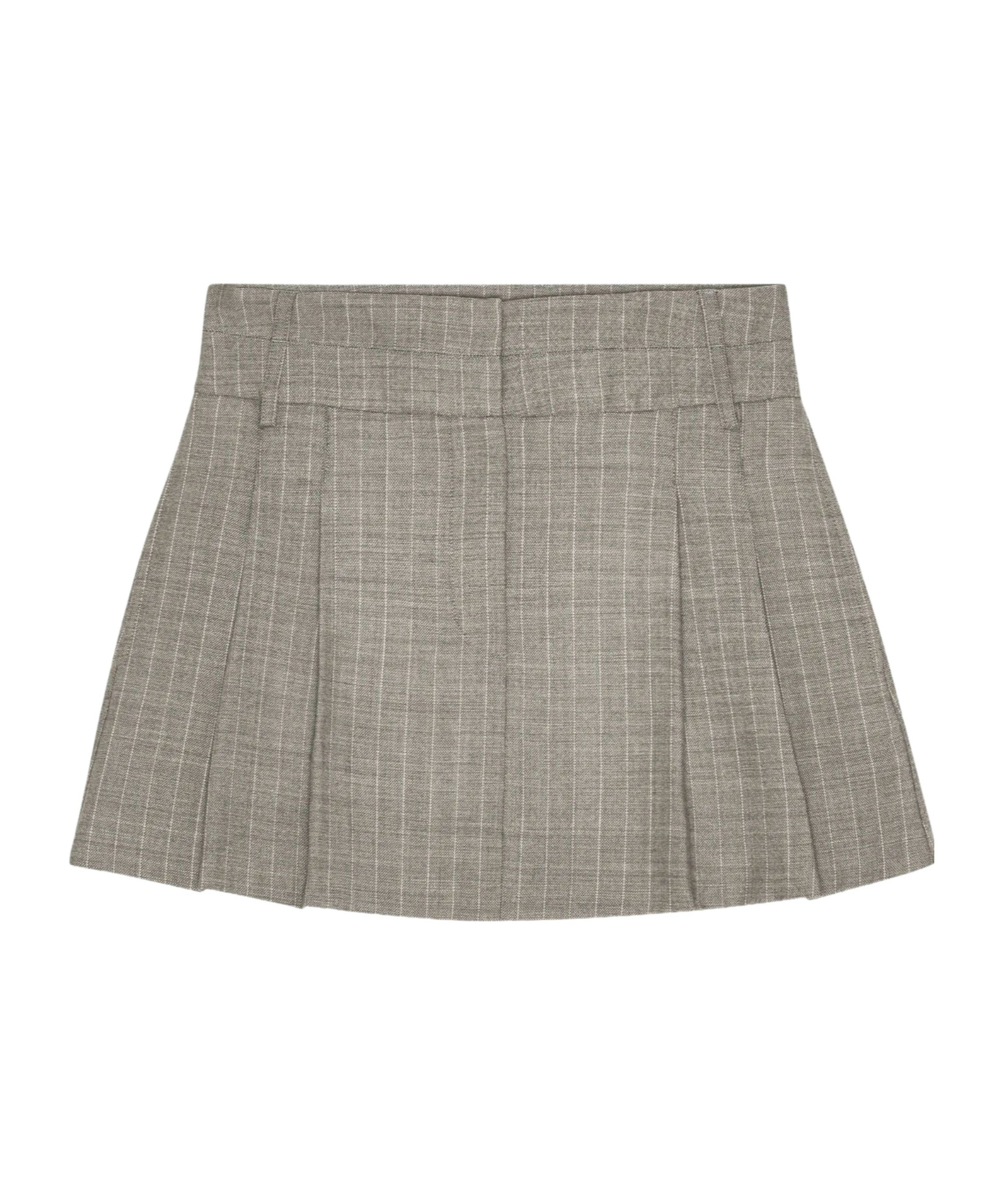 Remain Birger Christensen Double-waistband Pleated Mini Skirt In Gray