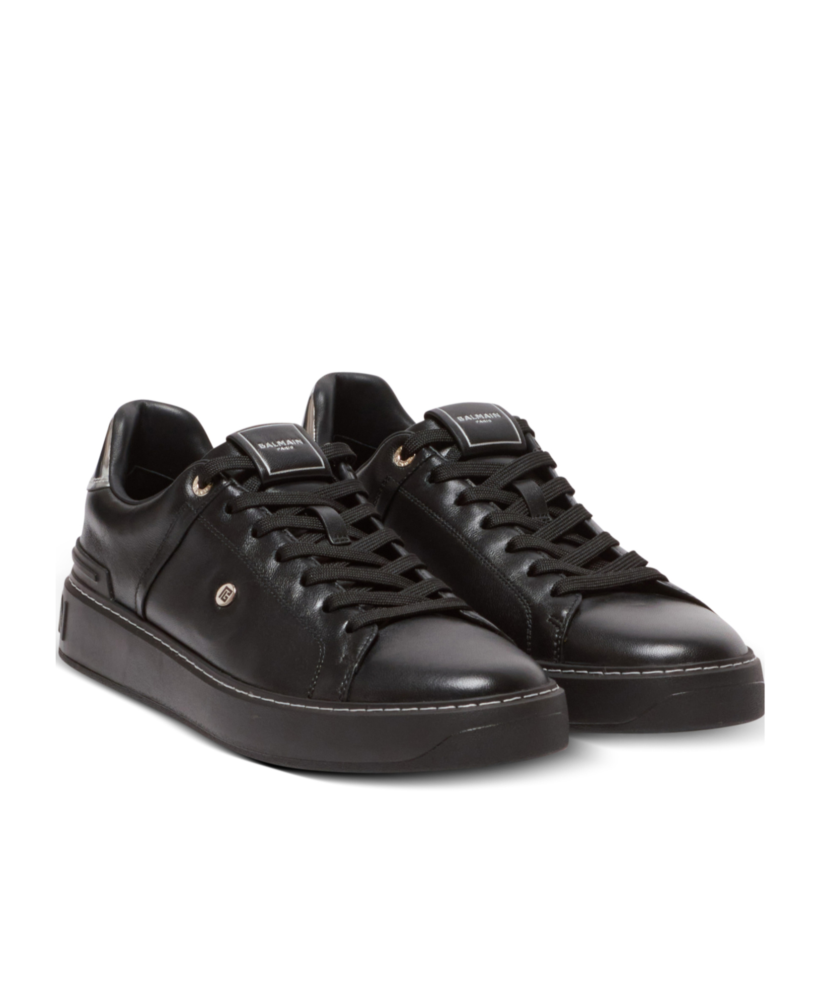 Balmain Low-top Round Toe Sneakers With Rubber Sole In Black