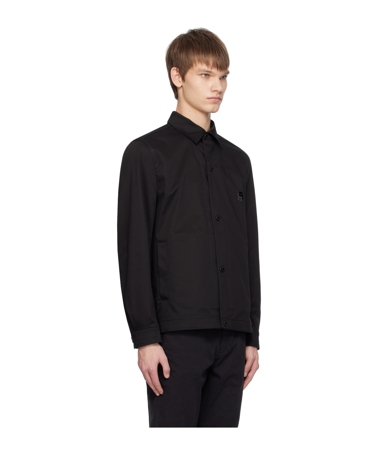 Hugo Boss Relaxed-fit Snap Casual Jacket In Black