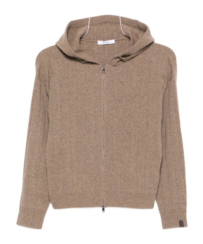 Max Mara Hooded Zip-up Cardigan In Brown
