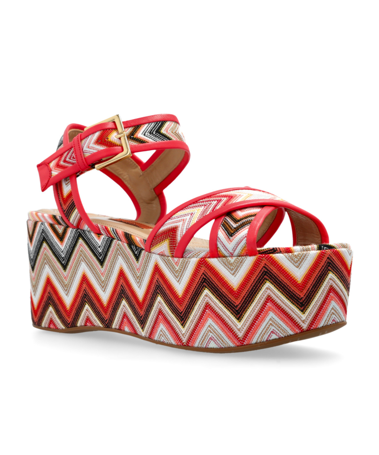 Shop Missoni 80mm Zigzag Platform Sandals In Nude