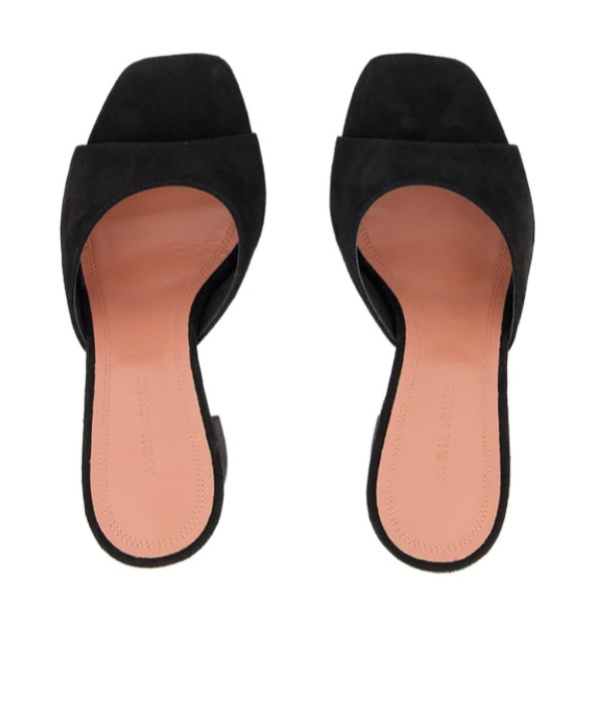 Amina Muaddi Lupita Suede Pedestal Mule Sandals In Black