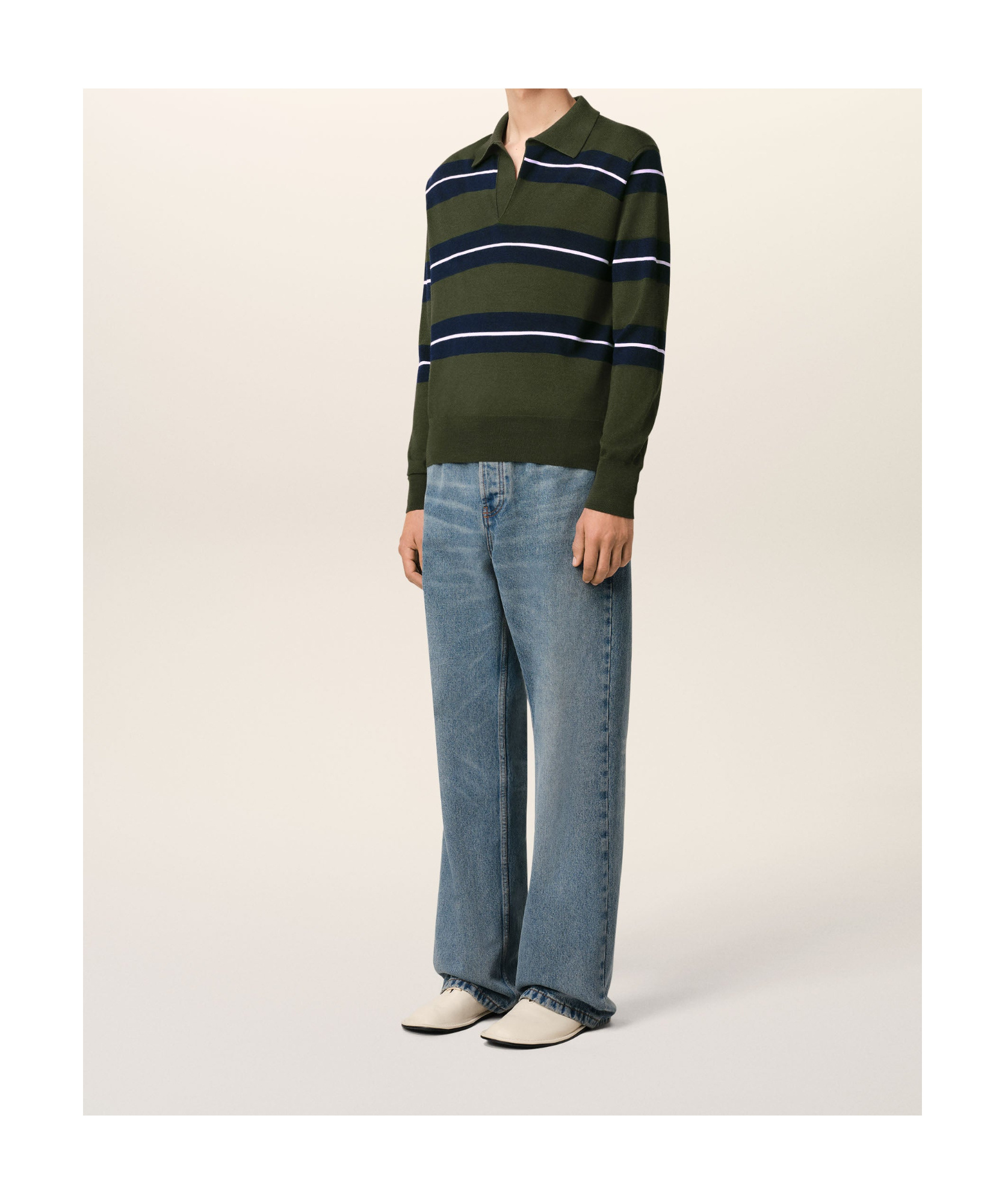 AMI ALEXANDRE MATTIUSSI AMI TONAL STRIPED POLO