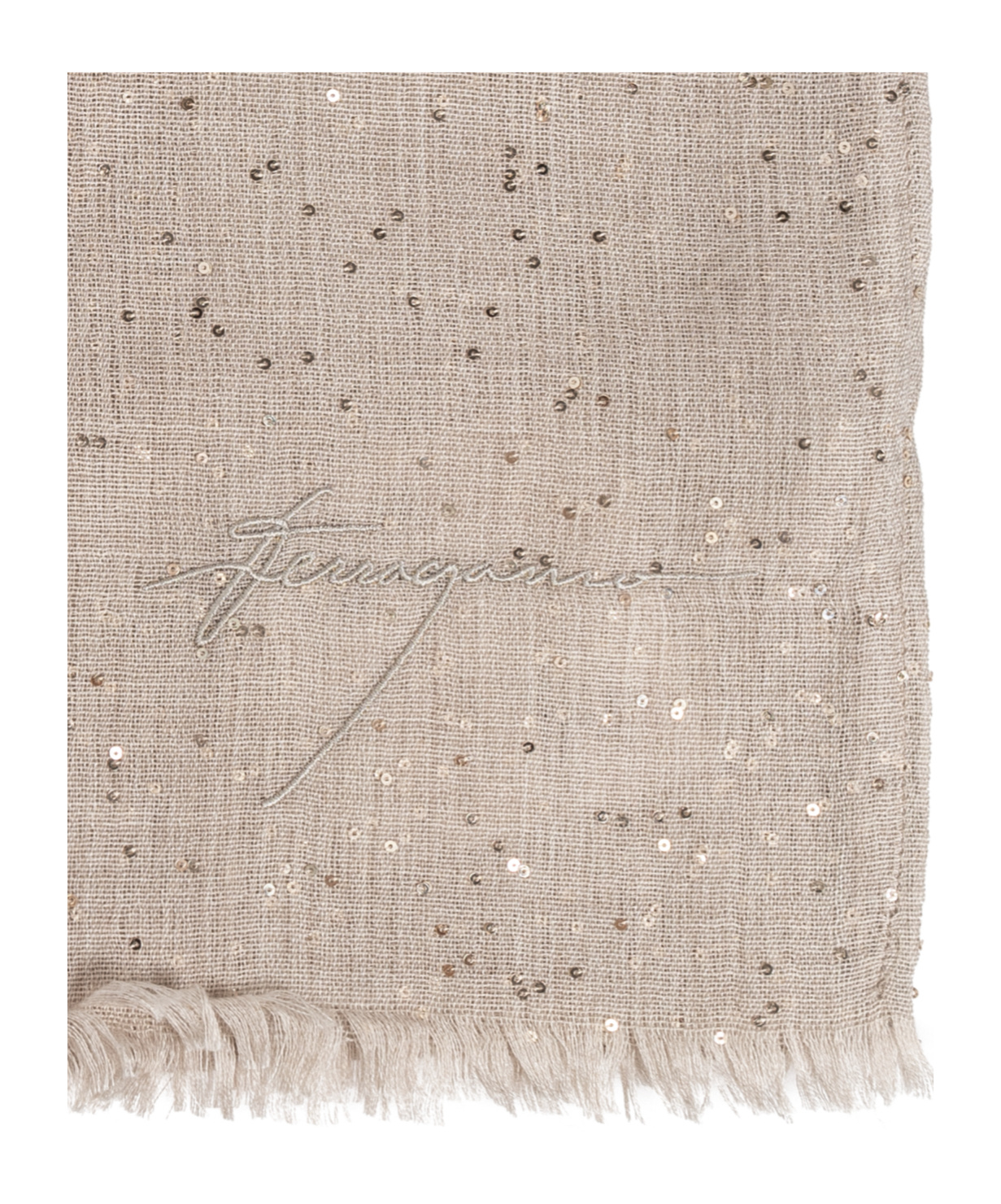 Ferragamo Micro Sequins Stole Scarf In Nude