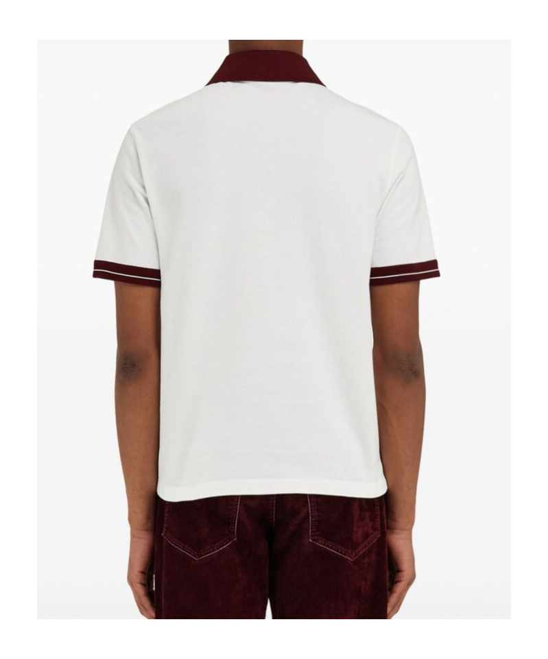 Ferragamo Color-block Short Sleeved Polo T-shirt In White