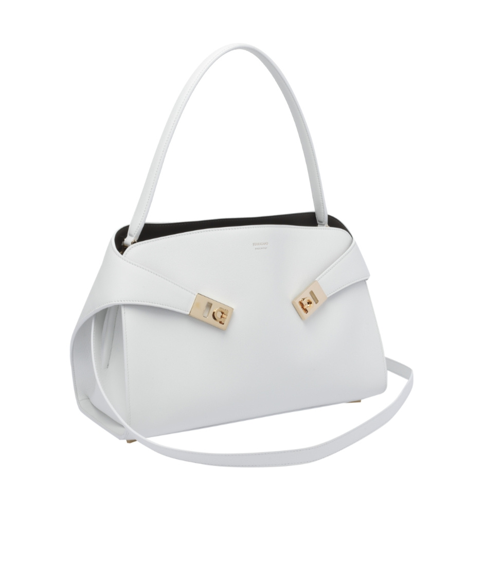 Shop Ferragamo Logo Shoulder Bag In White