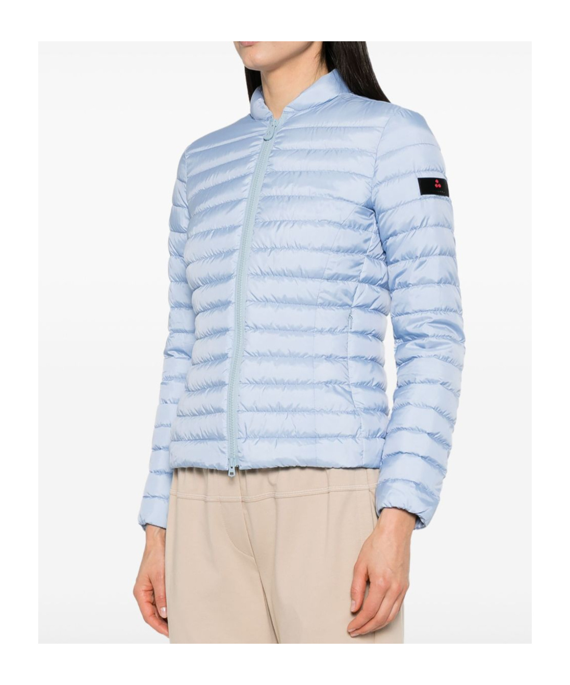 Peuterey Quilted Silver Jacket With Stand-up Collar In Blue