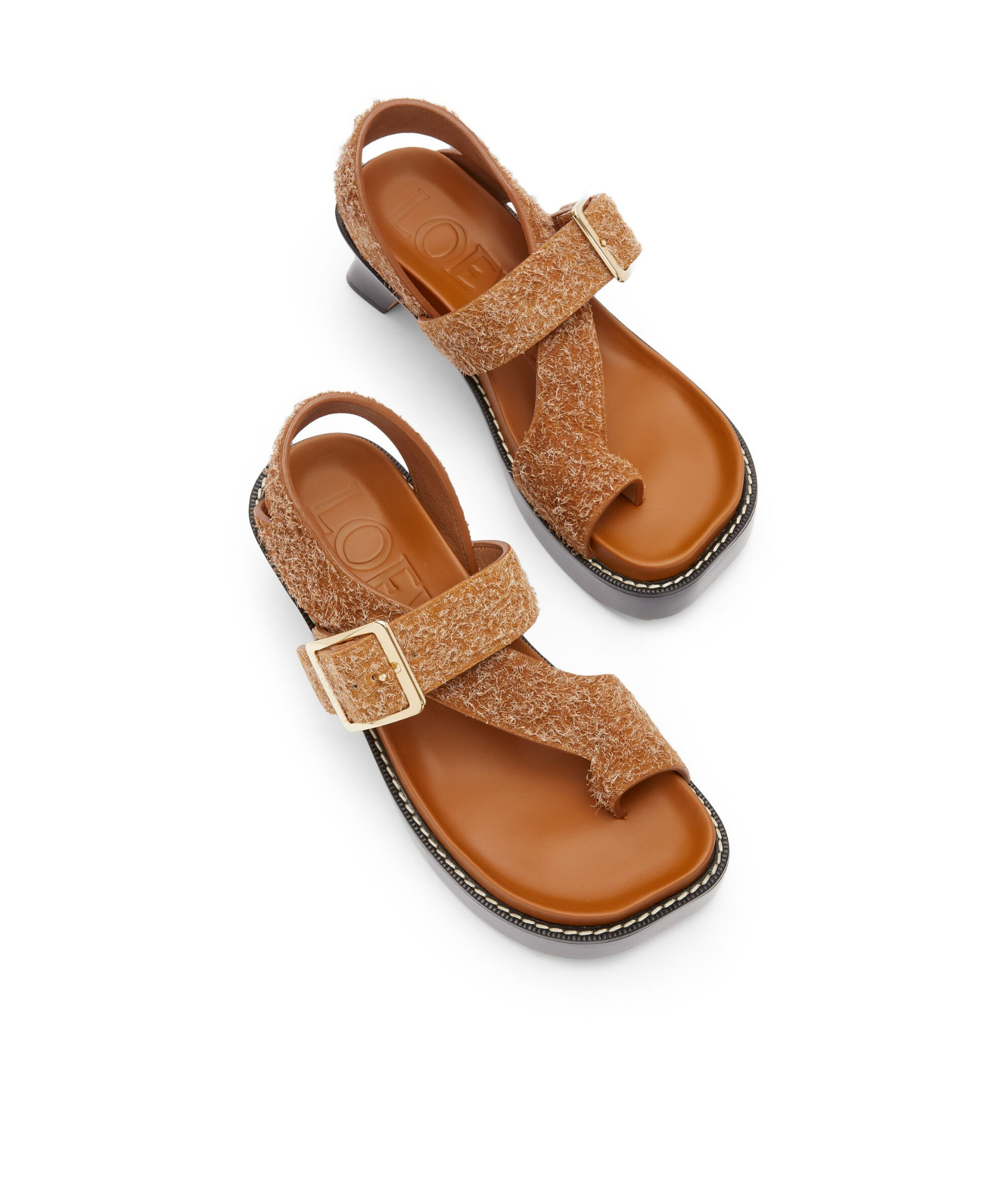 Loewe 70mm Ease Brushed-suede Sandals In Brown