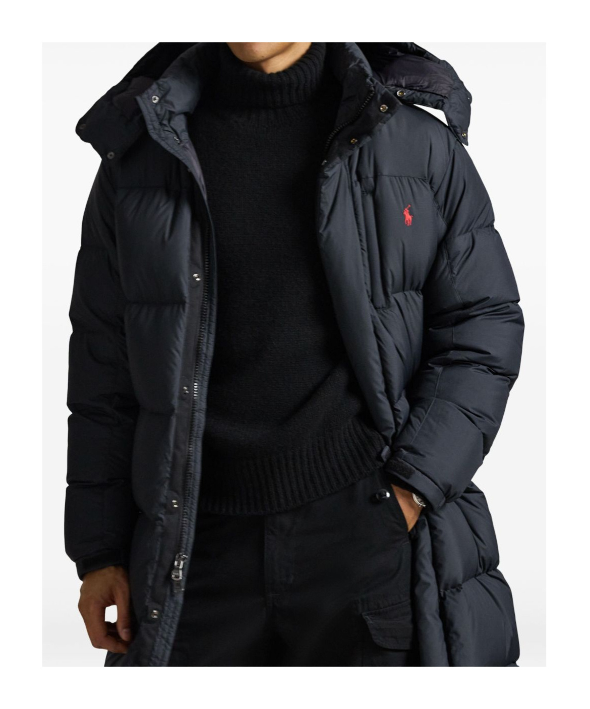 Polo Ralph Lauren Hooded Insulated Bomber Coat In Blue
