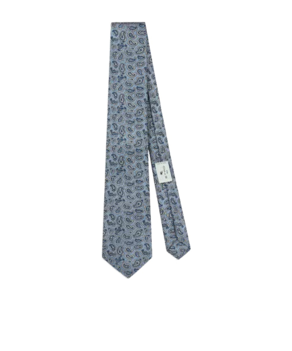Etro Jacquard Silk Tie With Micro Paisley Pattern In Blue
