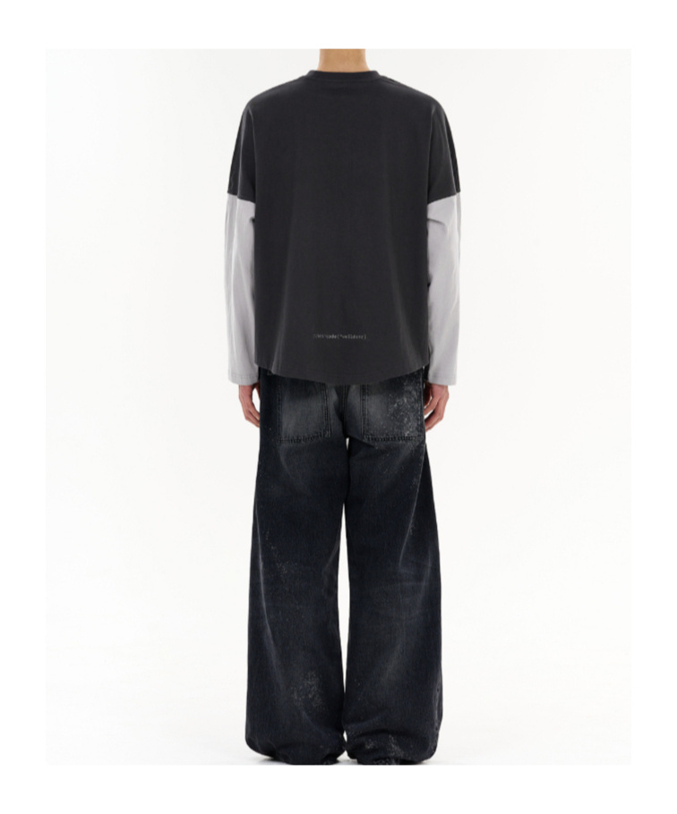 We11 Done Grey Code Long-sleeved T-shirt In Gray
