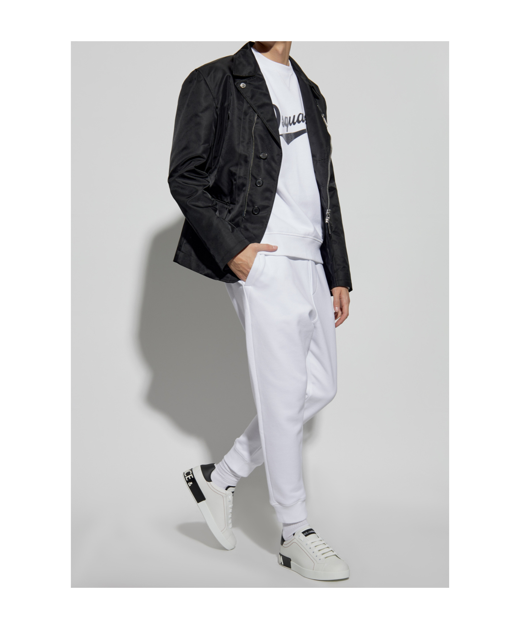 Dsquared2 Velvet Logo Sweatshirt In White