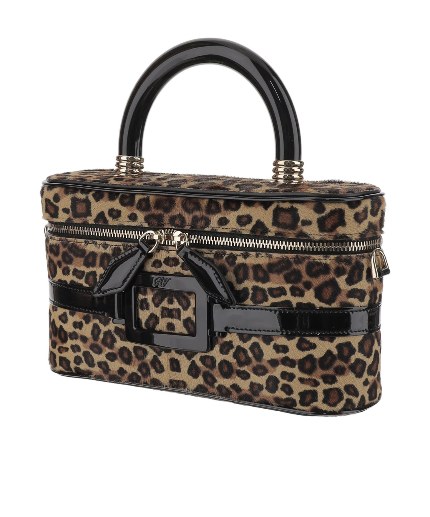 Roger Vivier Mini Top Handle Vanity Handbag In Black