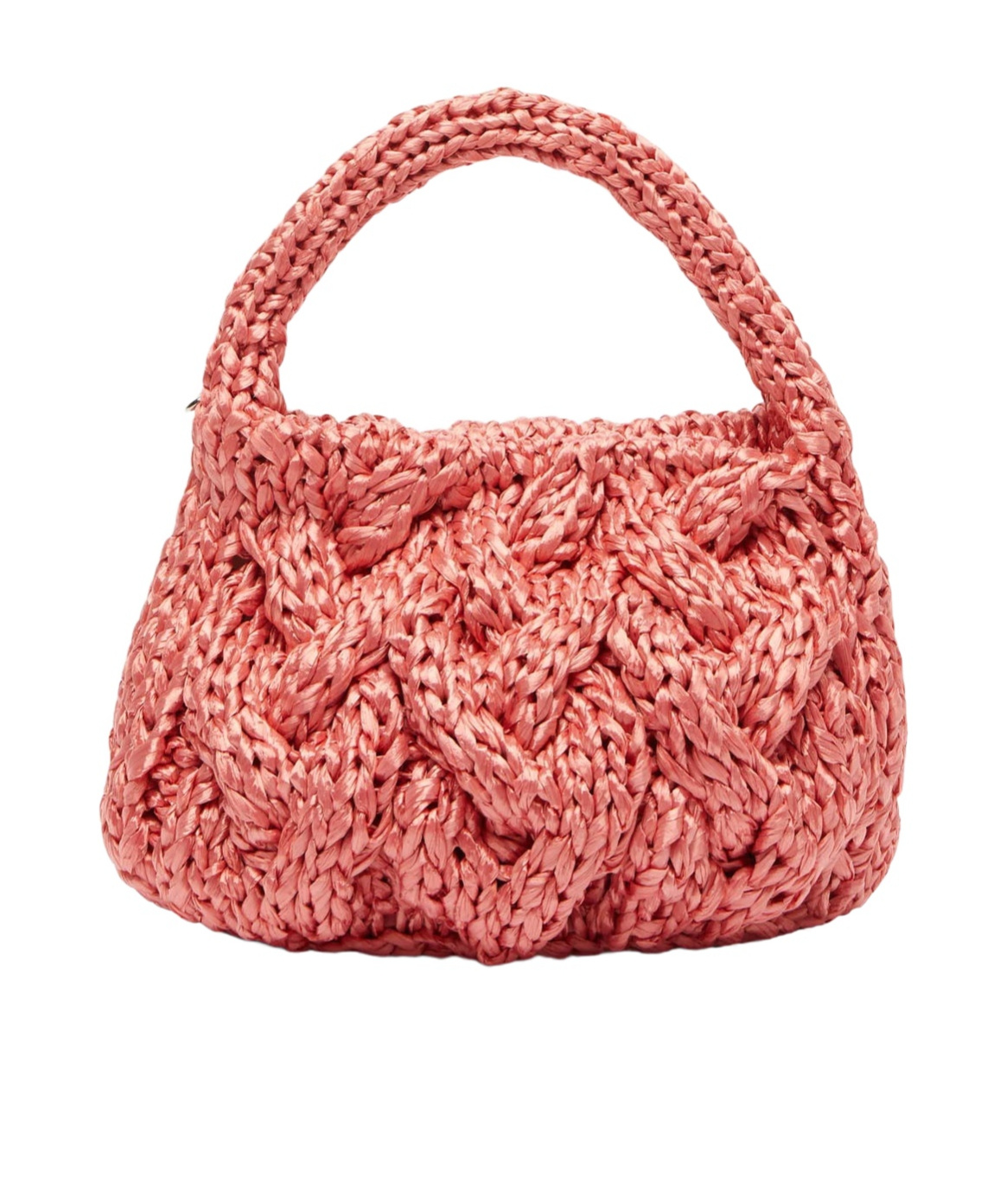 Jw Anderson Cable-knit Leather-trimmed Raffia Tote Bag In Bubblegum