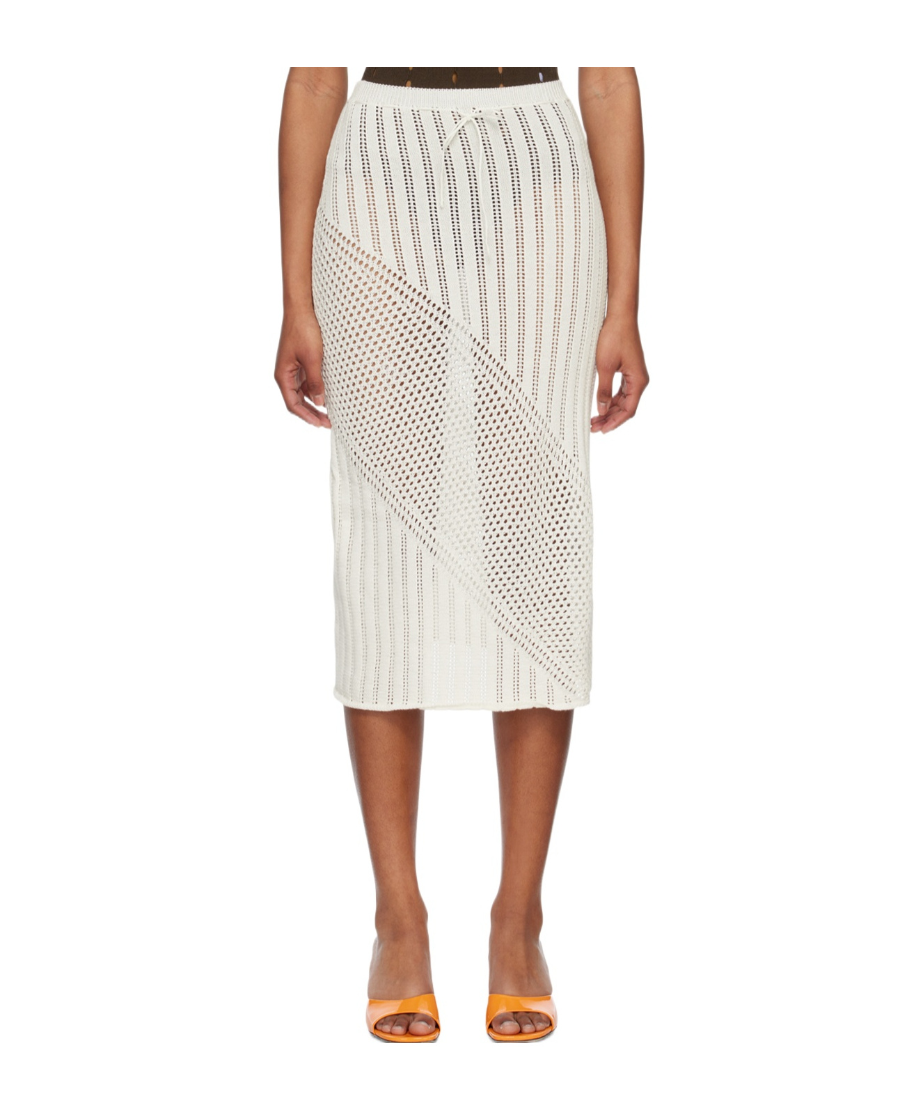 Gimaguas Bartola Open-knit Midi Skirt In White
