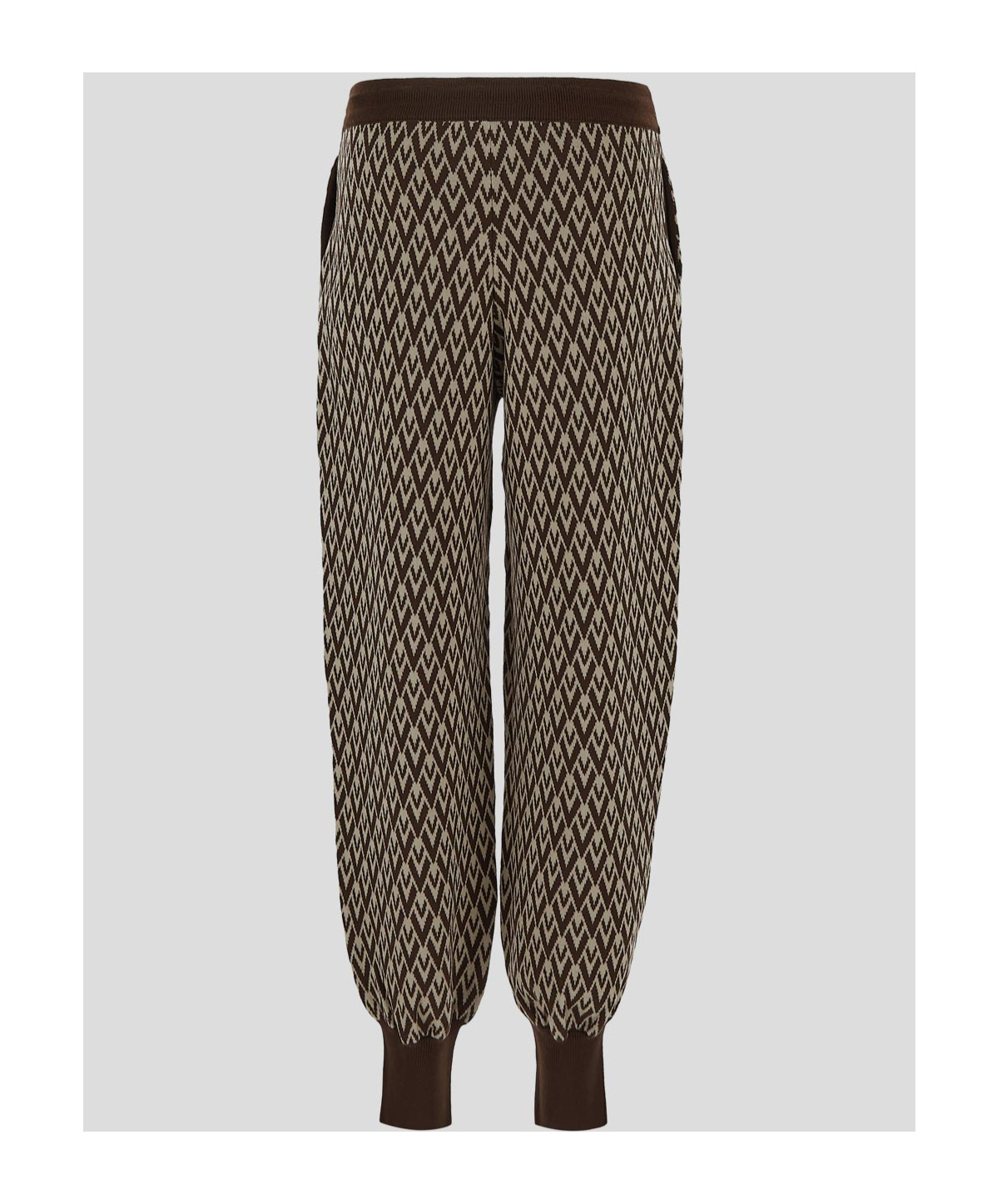 Valentino Chevron-pattern Drawstring Trousers In Brown