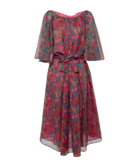 Eres Daisy Floral Cotton Midi Dress In Red