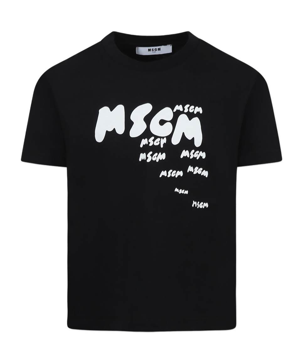 Msgm Open-necked Black Shirt In Black