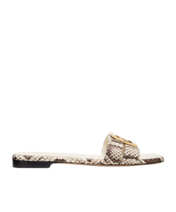 Fendi Multicolor Leather Ffold Slippers In Black