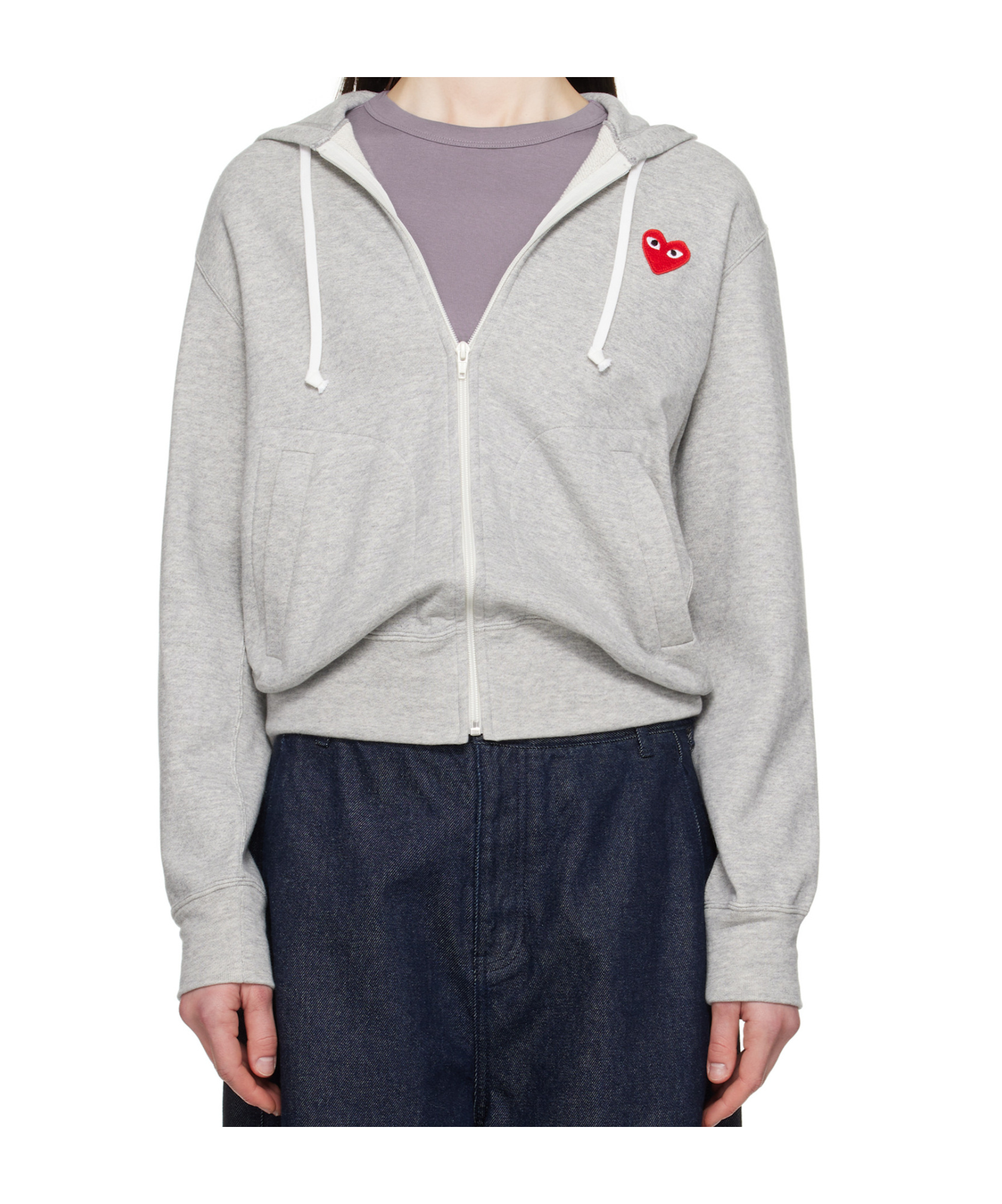 Shop Comme Des Garçons Play Small Heart Hoodie In Grey