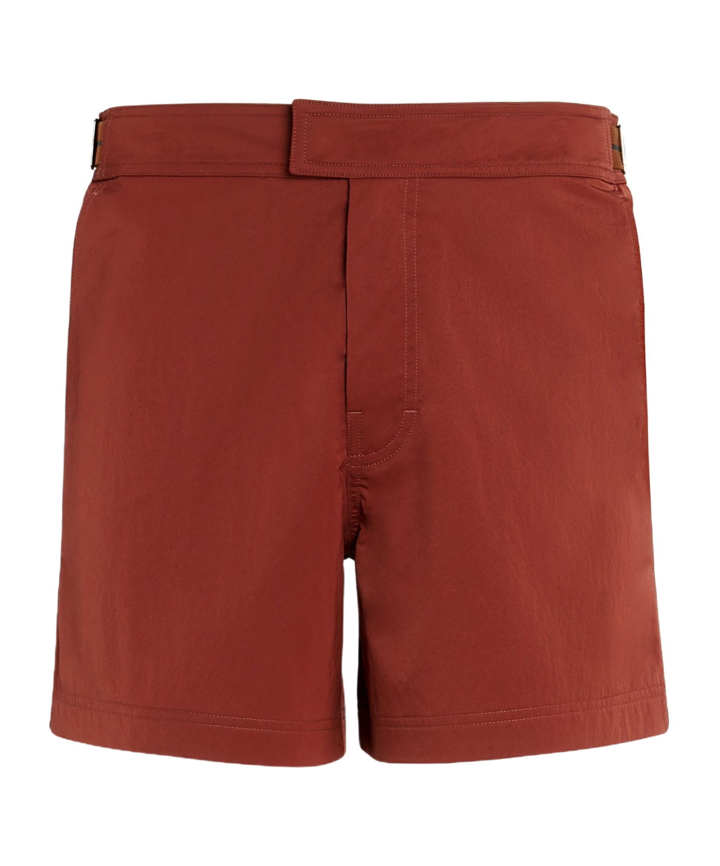Zegna 232 Road Brand Mark Mid Length Swim Trunks In Red