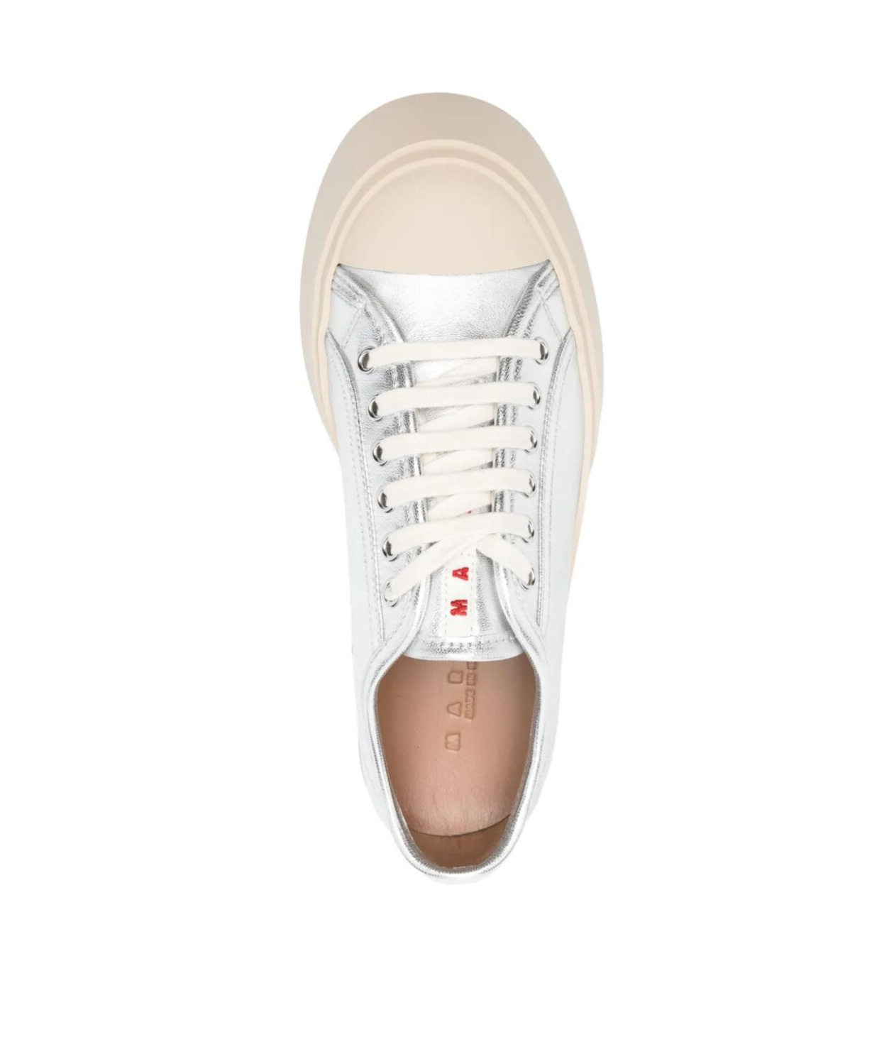 Marni Low-top Metallic Finish Sneakers With Rubber Sole In Silver