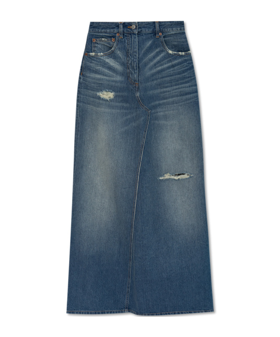 Mm6 Maison Margiela Twist Denim Maxi Skirt In Blue