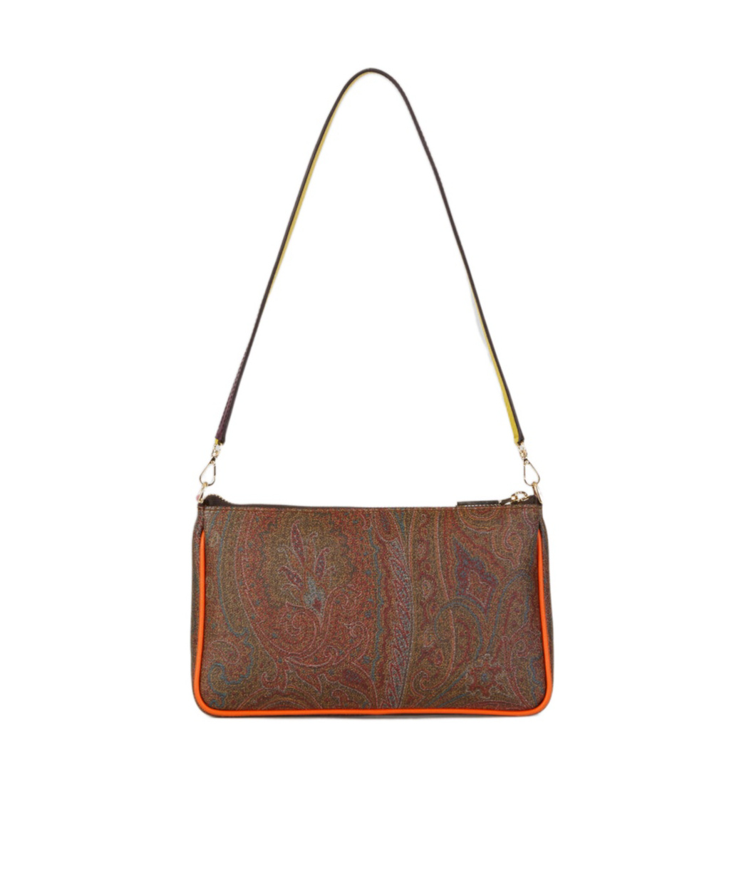 Etro Mini Paisley Contrast-trim Clutch Bag In Brown