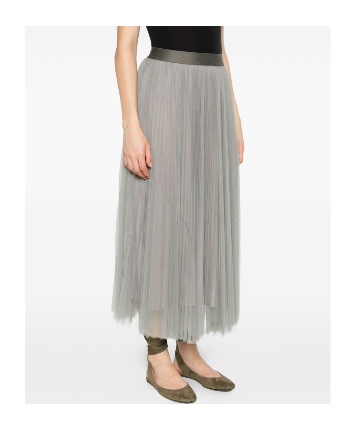 Forte Forte Midi A-line Tulle Pleated Skirt In White