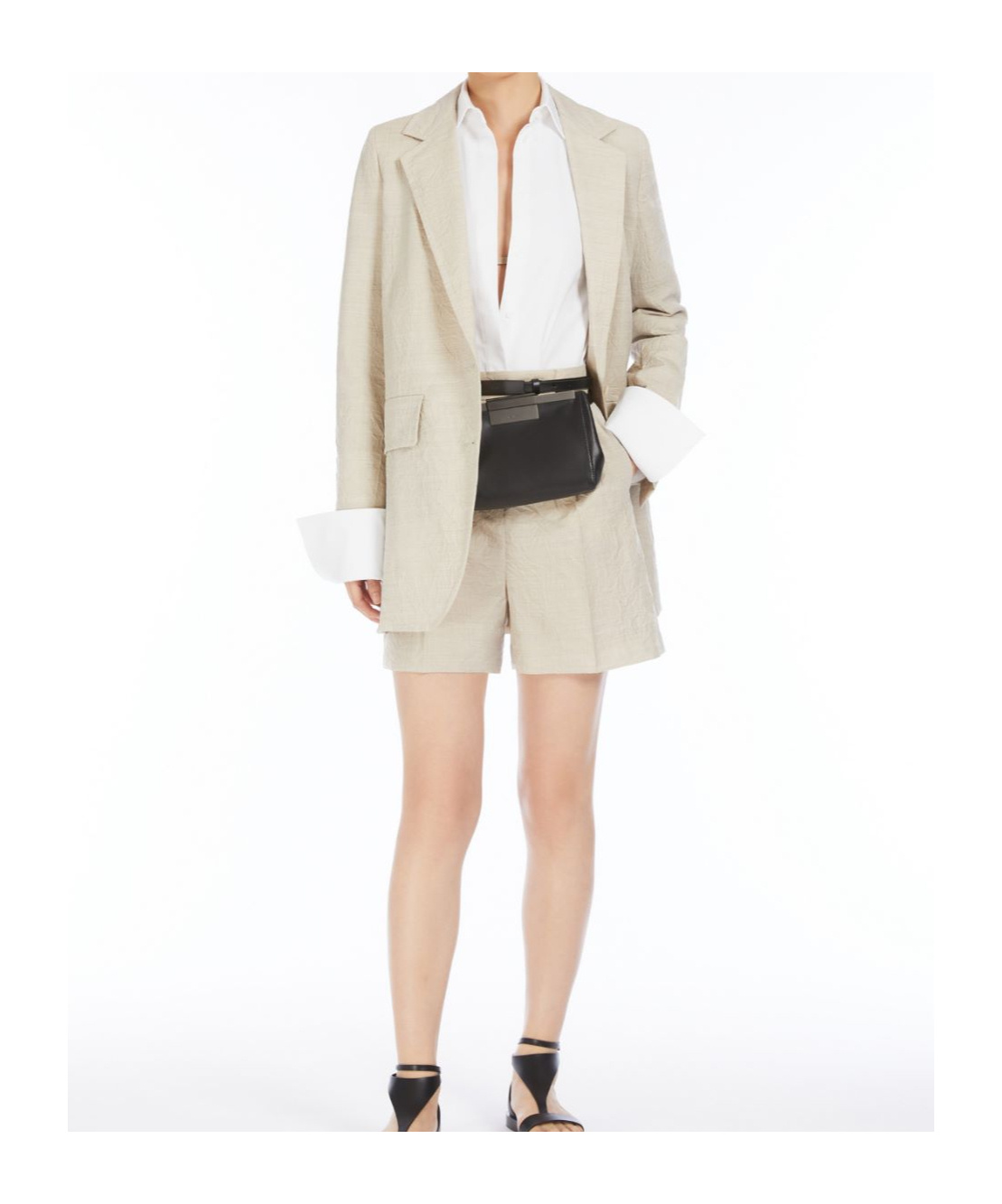 Max Mara Long-sleeved Suit Coat In Nude