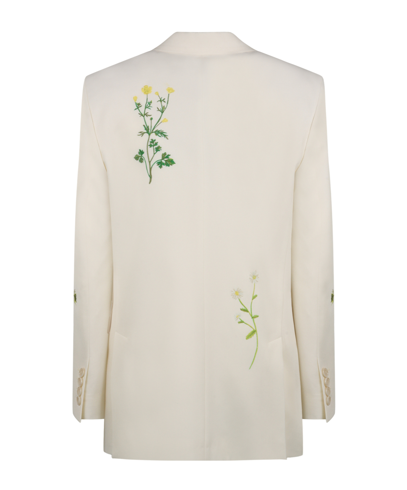 Stella Mccartney Floral Embroidered Double-breasted Blazer In Neutral