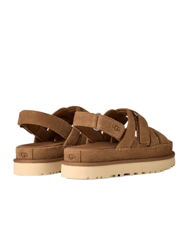 Ugg Goldenstar Flat Slingback Suede Sandals In Brown