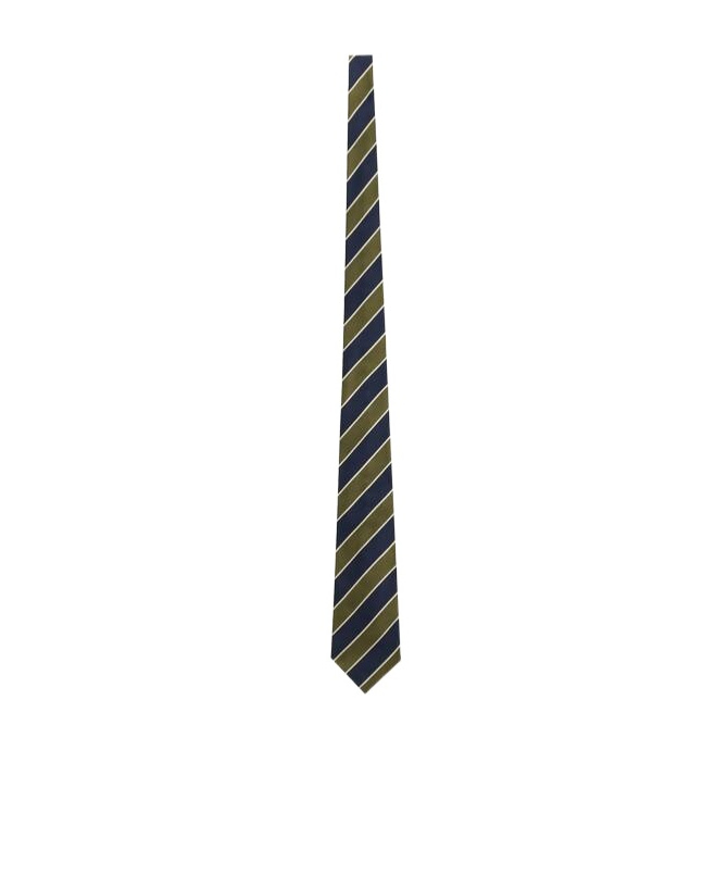 Saint Laurent Wide Tie In Striped Silk In Navy Blue/multicolour