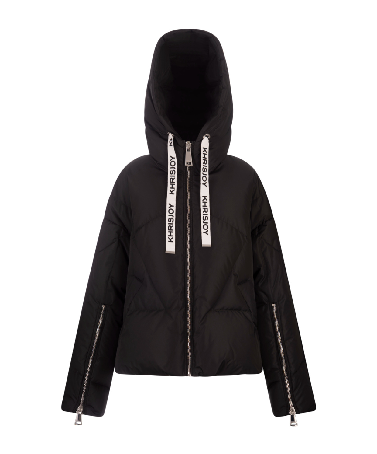 Khrisjoy Long-sleeved Short Down Jacket In Black