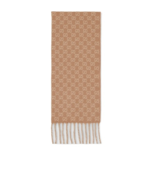 Gucci Gg Wool And Cashmere Scarf In Brown