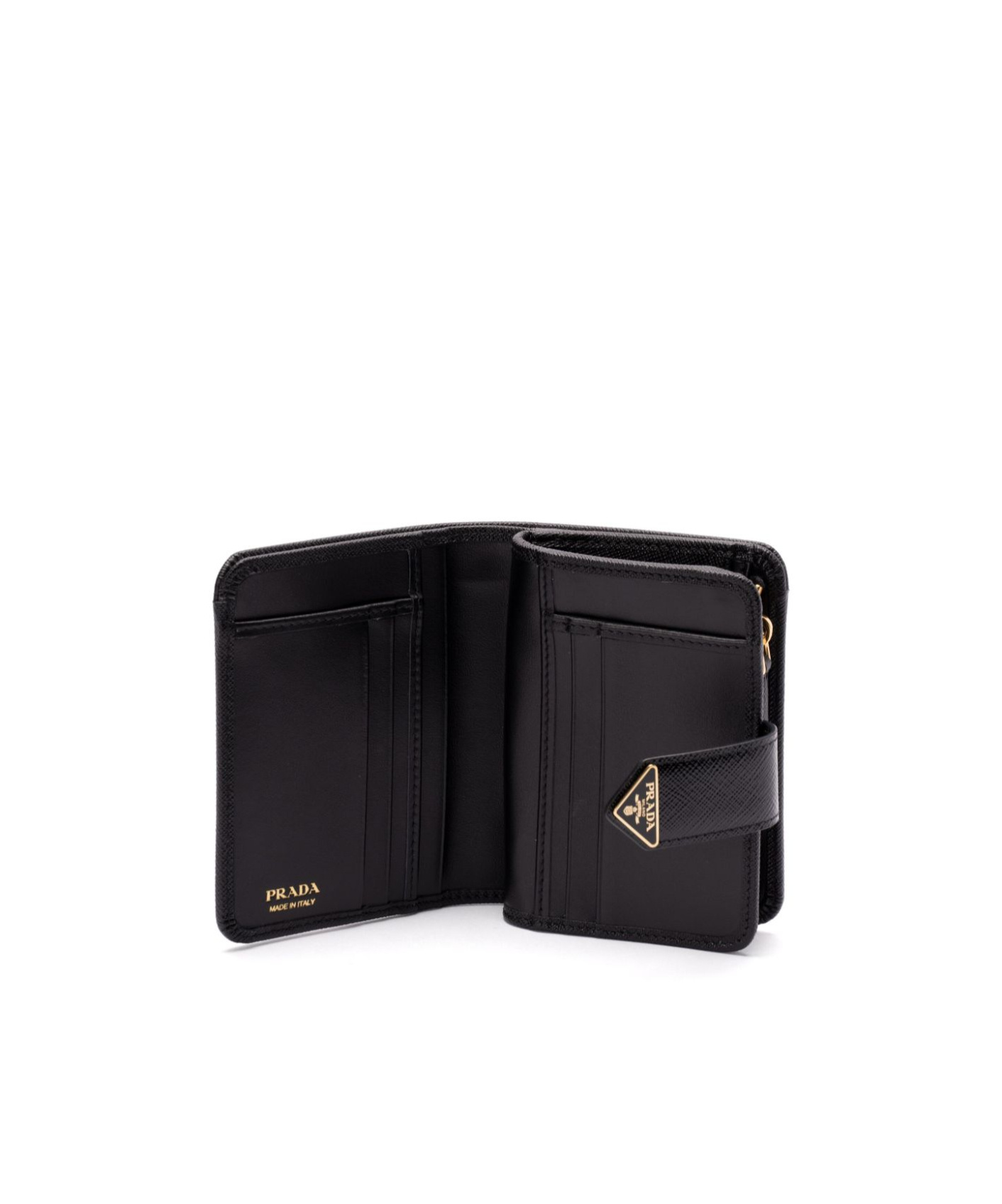 Prada Triangle-logo Bi-fold Wallet In Black