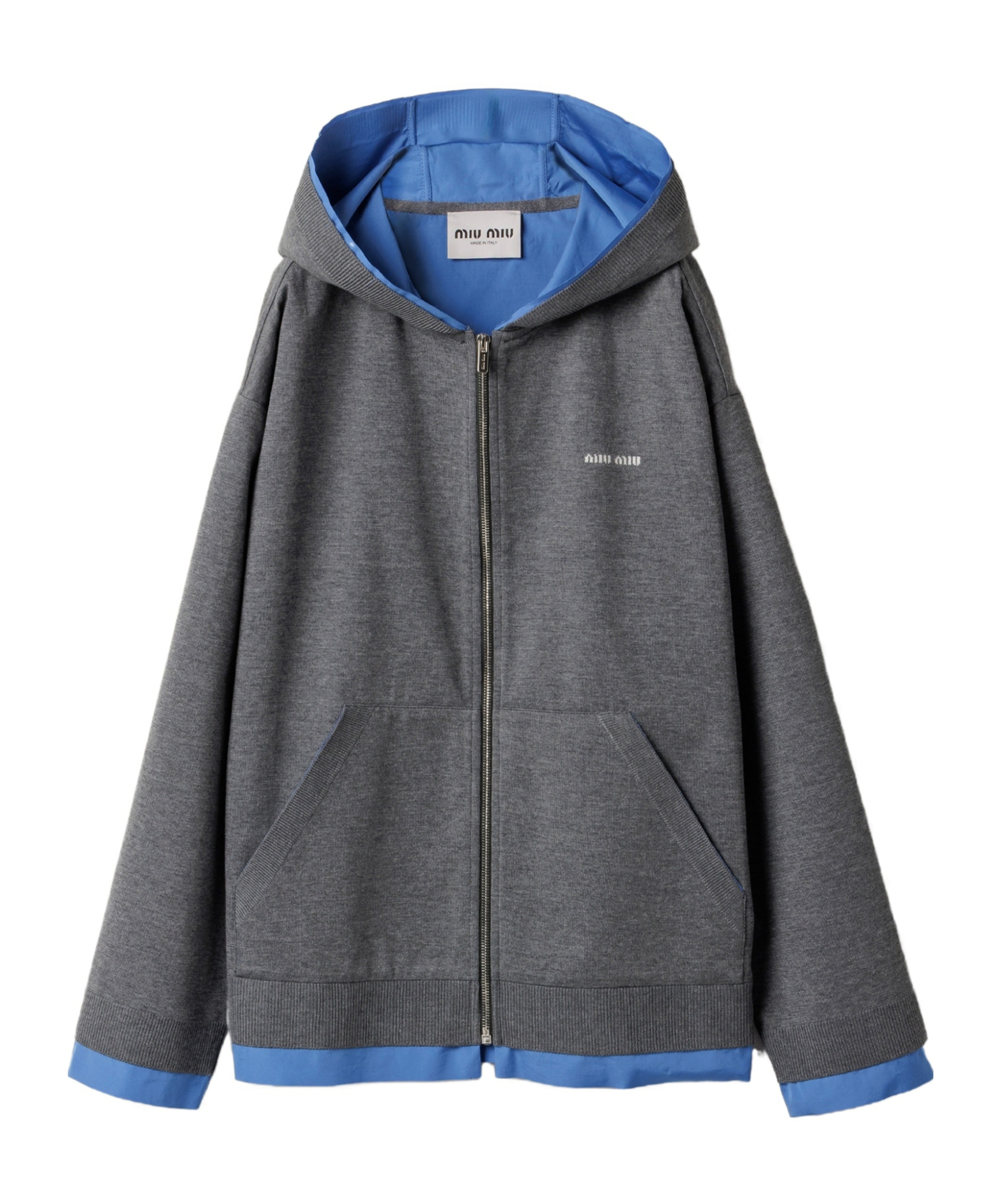 Miu Miu Hooded Jacket In Gray