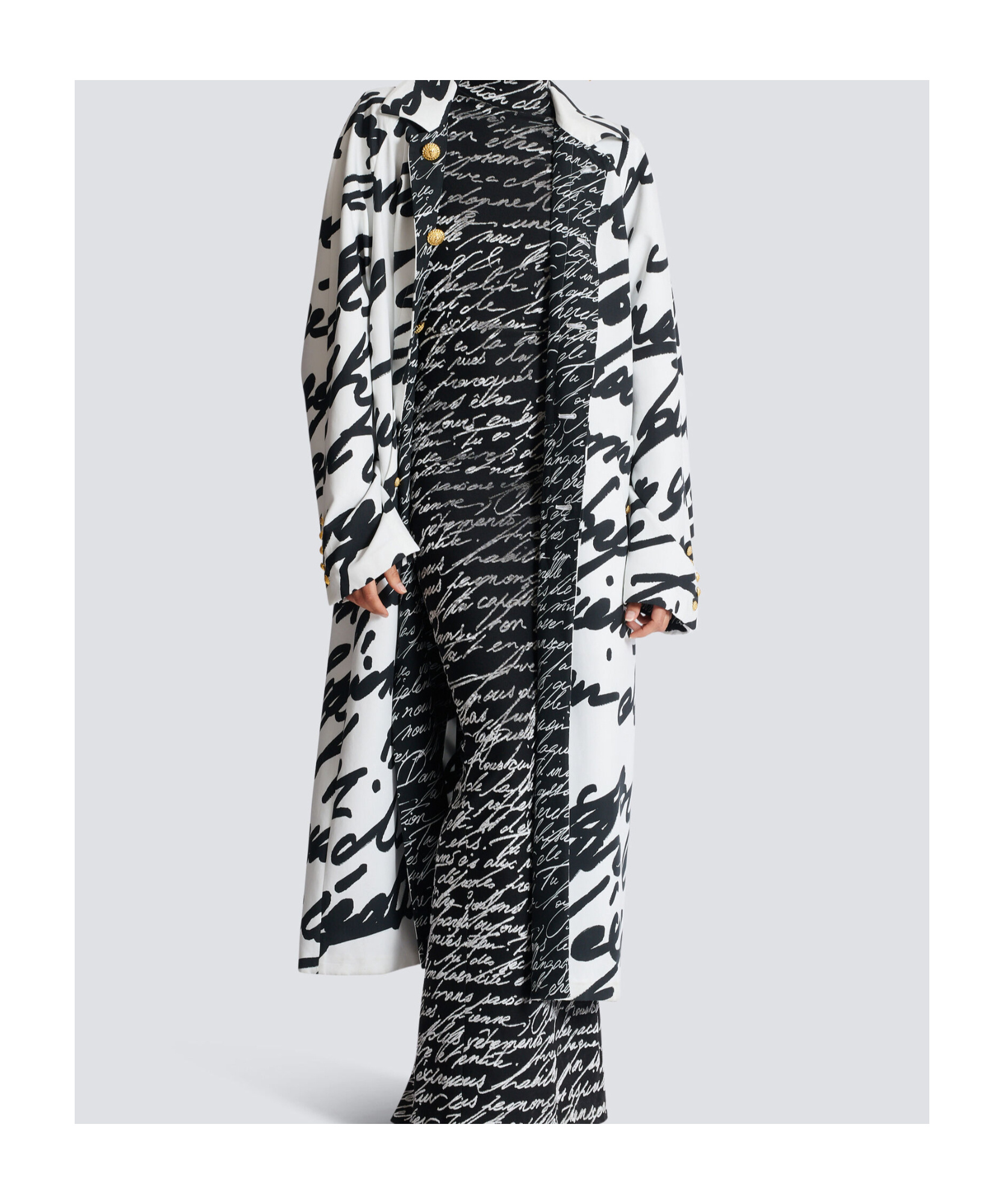 Balmain Love Letter Reversible Coat In White