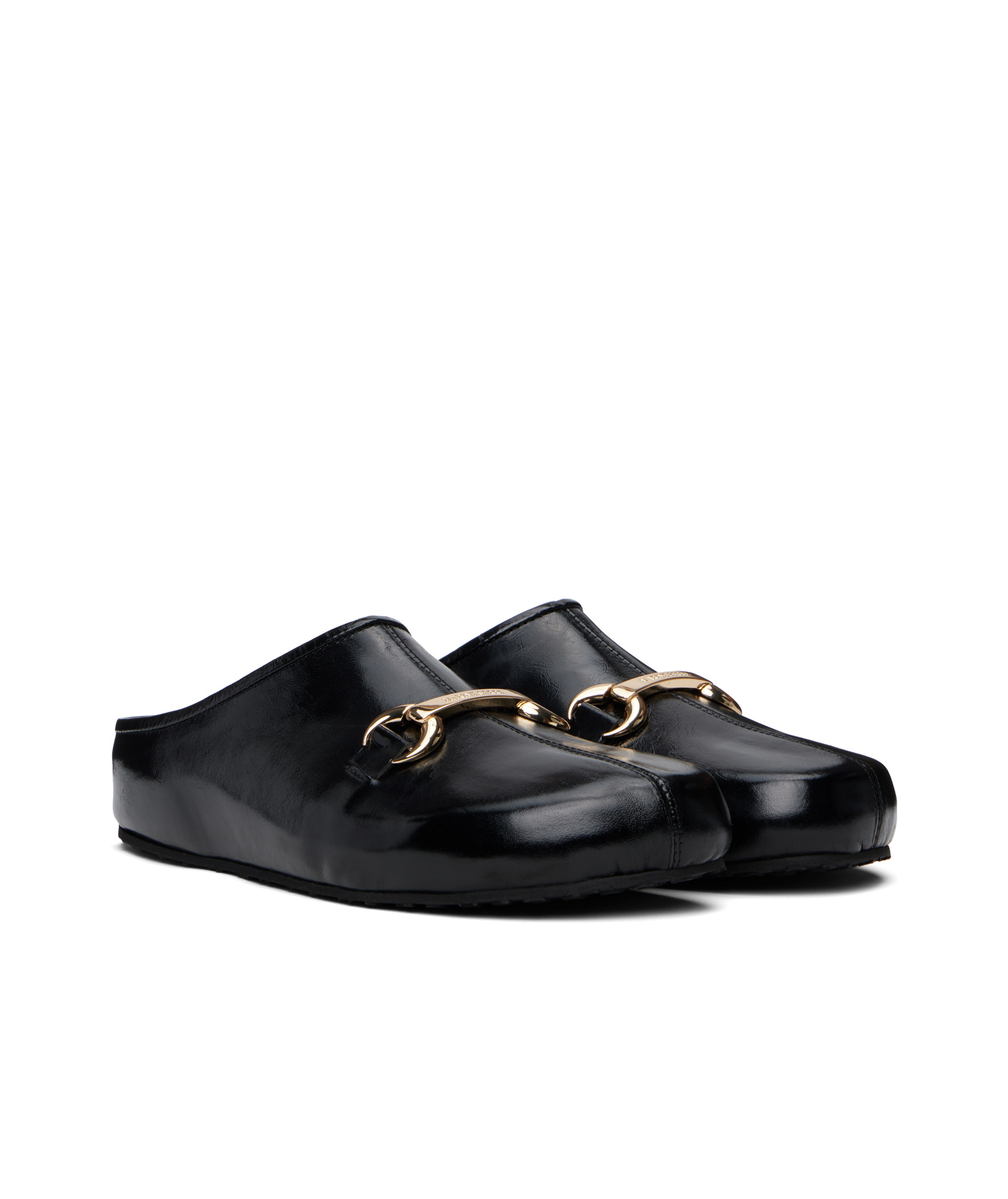 Marine Serre Black Smooth Leather Ms Slip-on Loafers
