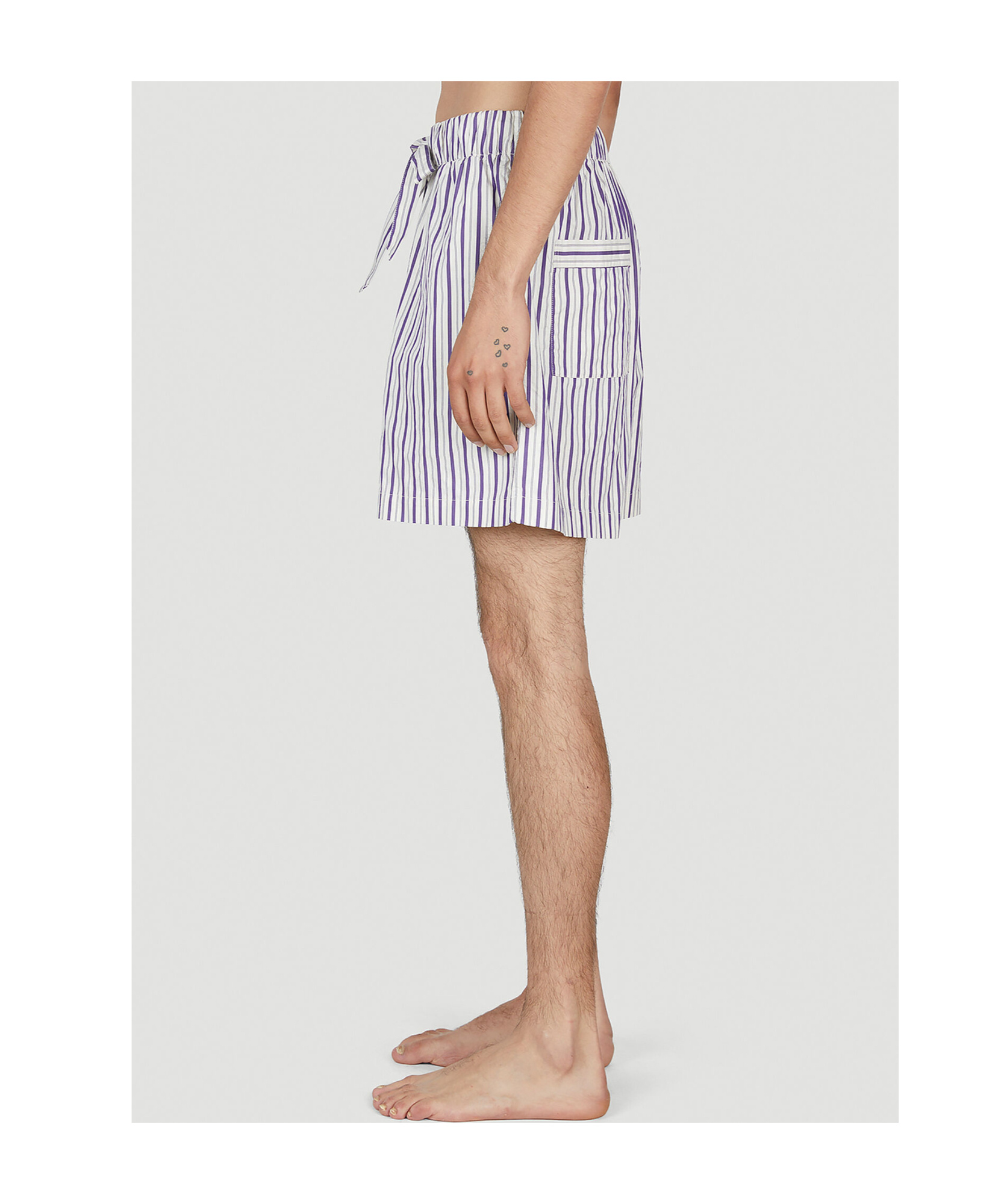Tekla Lido Poplin Striped Sleep Shorts In White