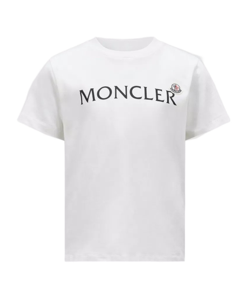 Moncler Enfant Logo Patch Crewneck T-shirt In White