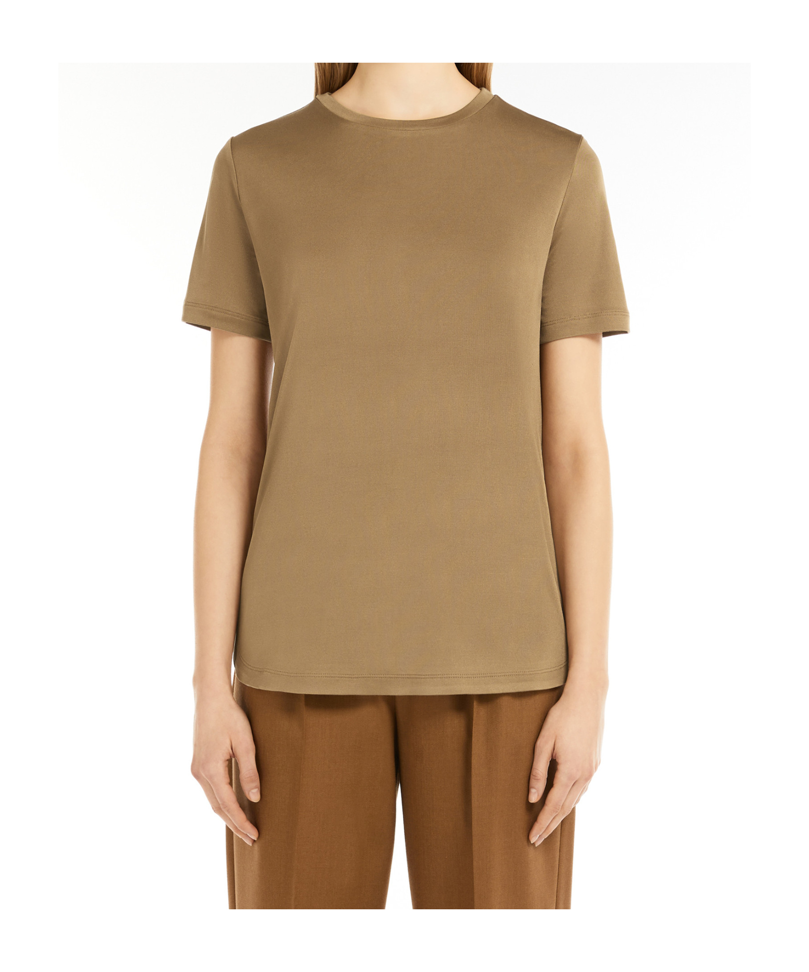 Max Mara Silk Interlock T-shirt In Tobacco Color
