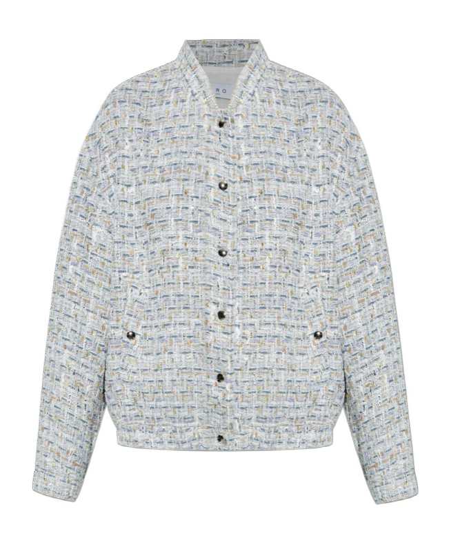 Iro Noemy Tweed Buttoned Jacket In Blue