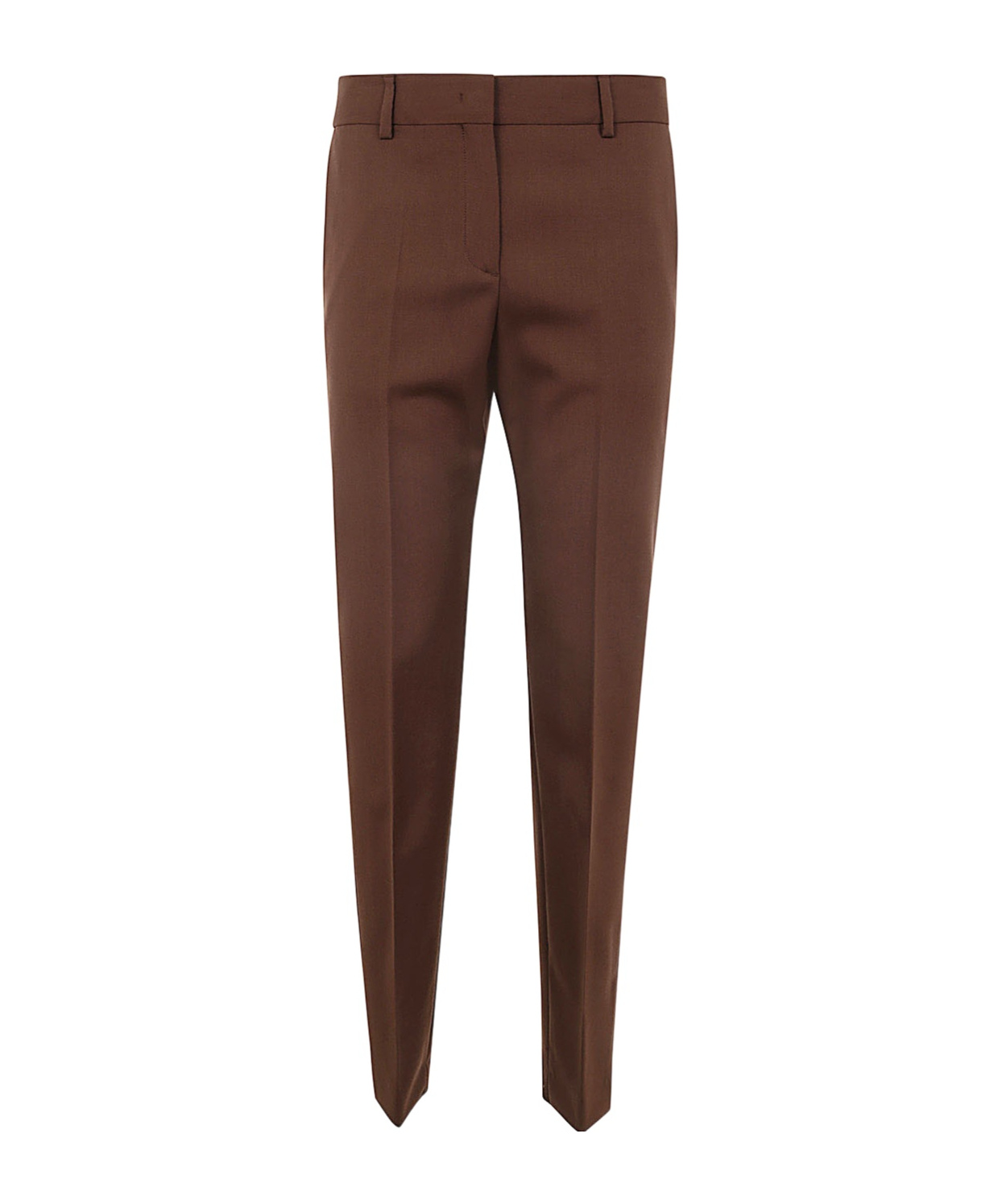 Ps By Paul Smith Mid-rise Tapered Wool Trousers In Brown